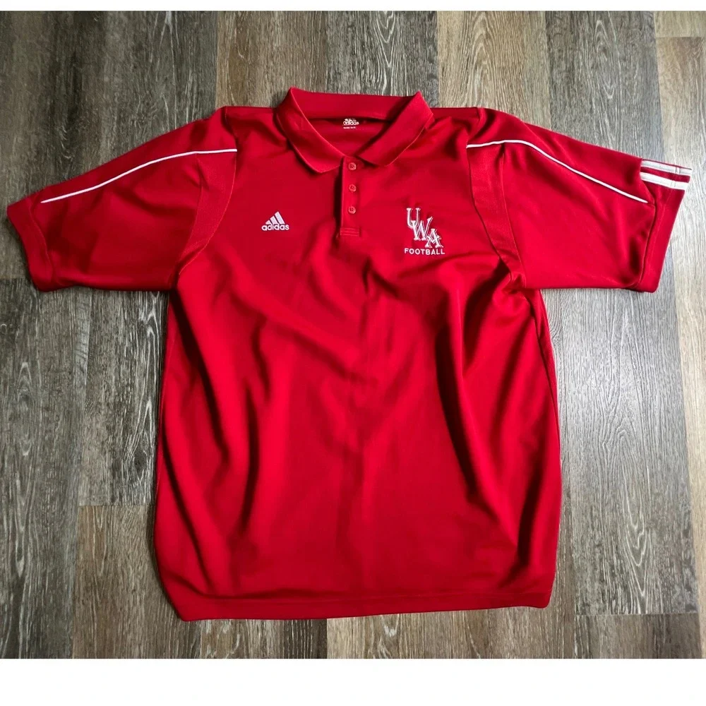 Adidas Polo Shirt Mens XL Red UWA Football Short Sleeve Athletic Collegiate